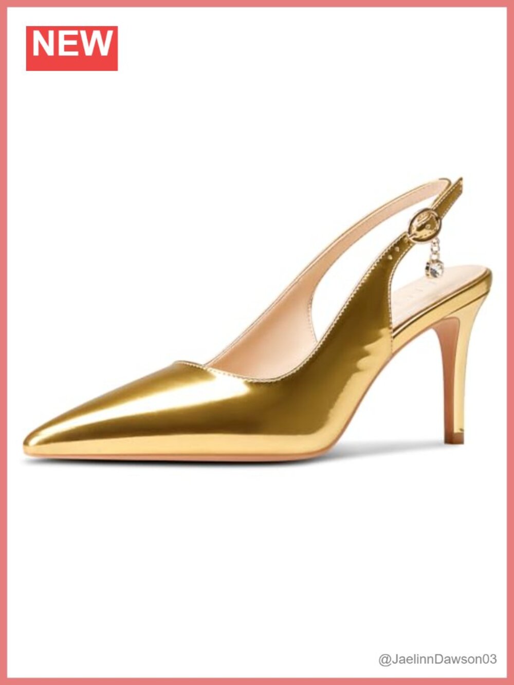 Womens Pointed Toe Slingback Heels Slip-on Pump 3.2 Inch Stiletto Party Dress